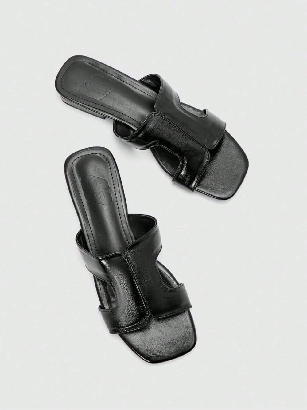 Black Casual Women's Square Head Slippers